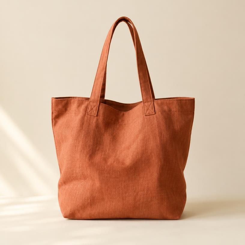 Bolsa de linho na cor terracota